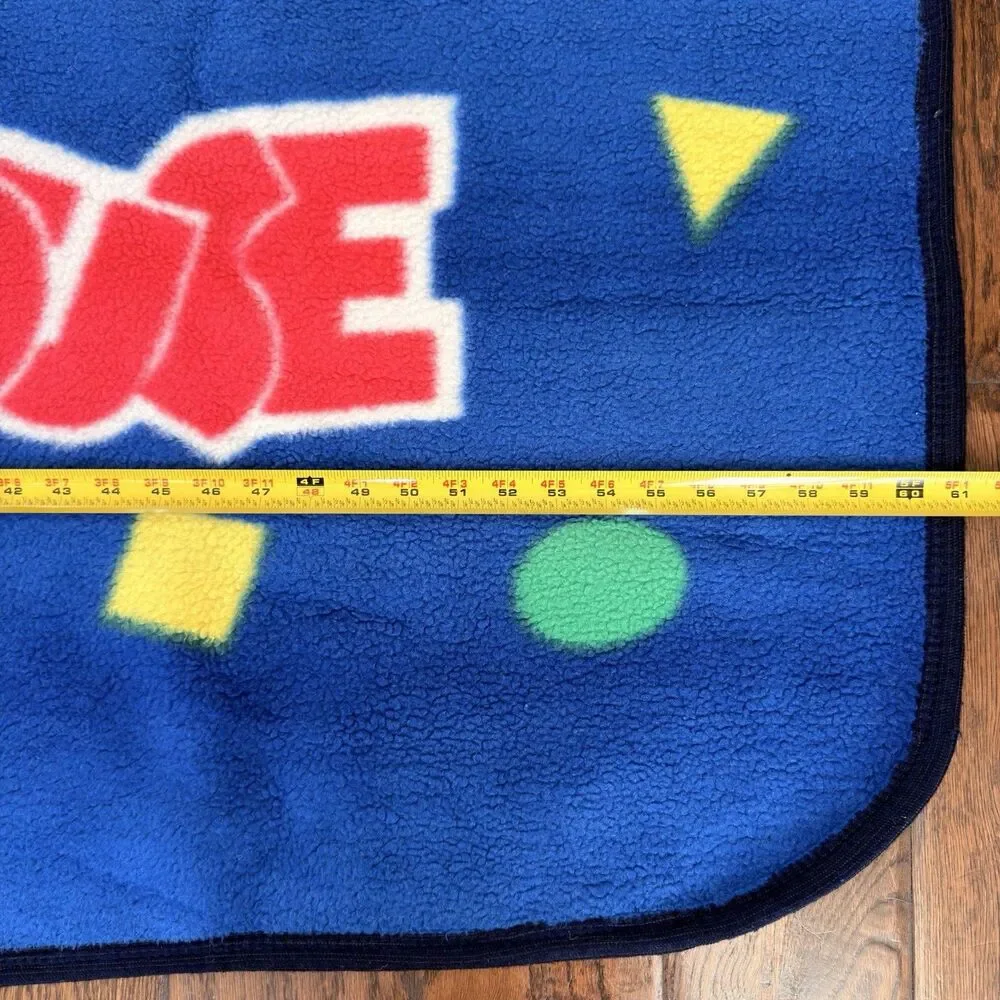 90s Disney Mickey Mouse Twin Blanket Blue Geometric Plush 78x61 Vintage